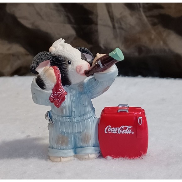 Enesco Other - Vintage Mary's ’s Moo Moos “Say Ahhhh” Coca Cola Mechanic Cow Figurine II4MM268